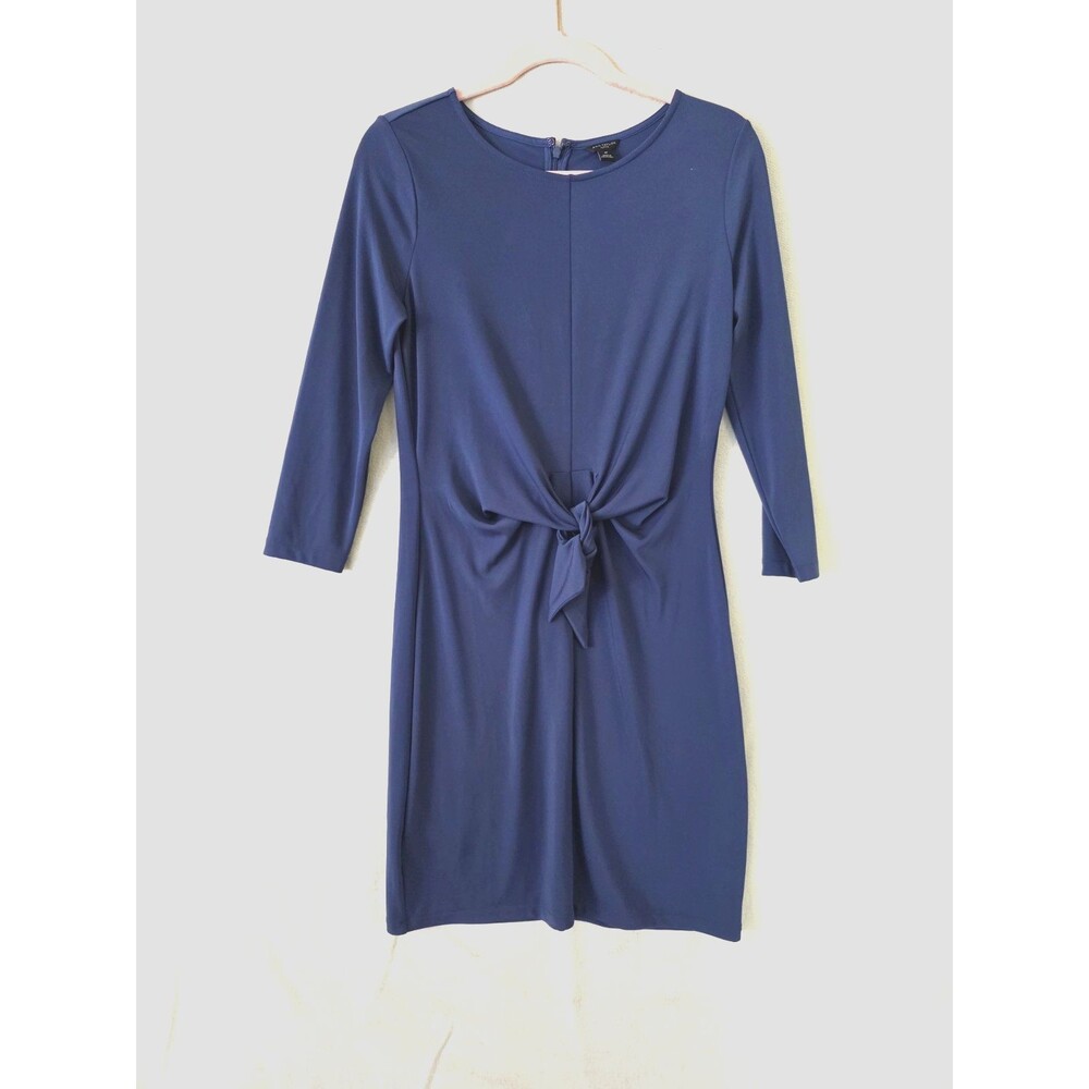Ann Taylor Tie Front Dress Blue Sz 8p Blue - Picture 2 of 6